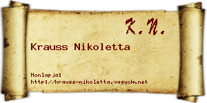 Krauss Nikoletta névjegykártya